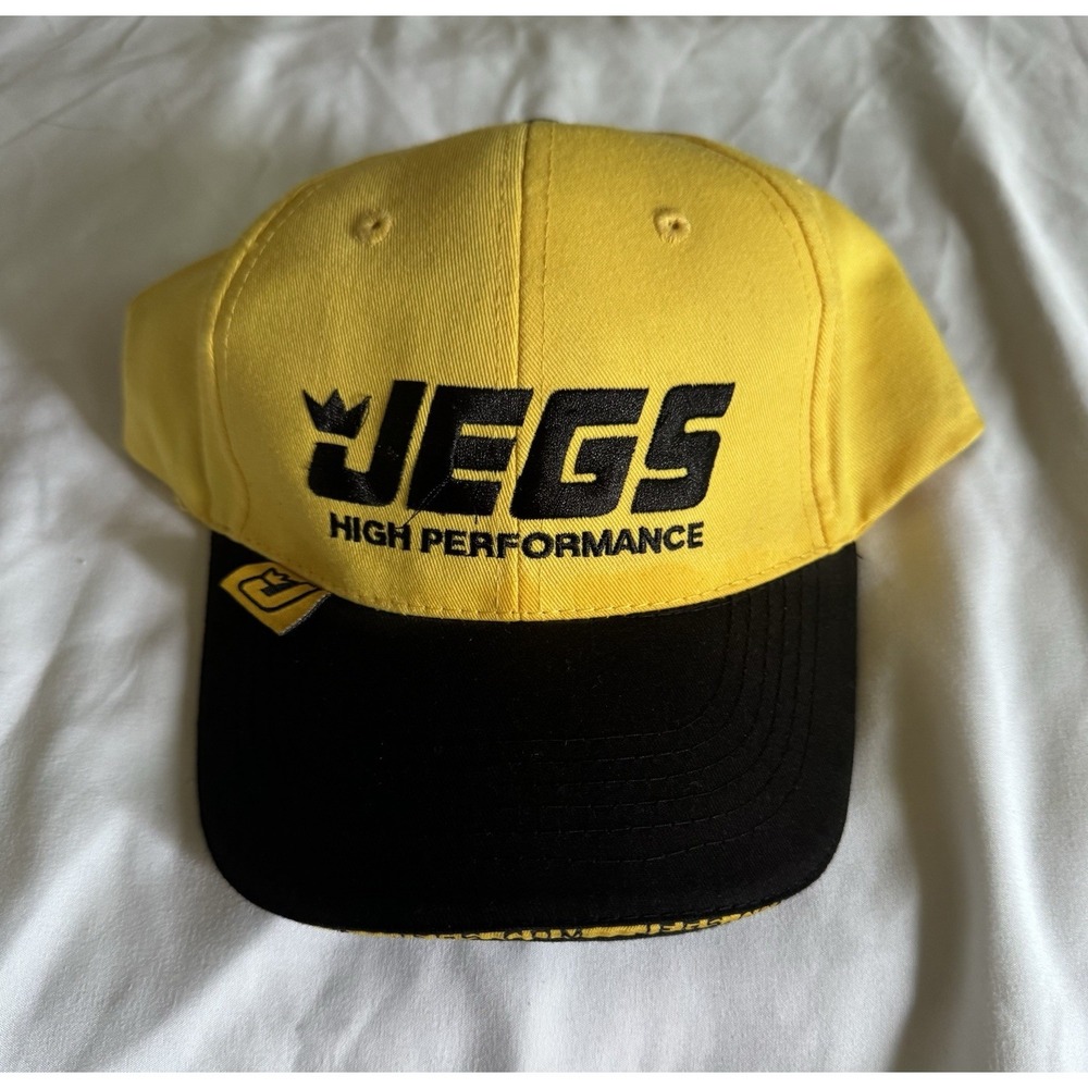 NEW JEGS High Performance Hat Yellow Black Strapback Racing Cap Drag Racing